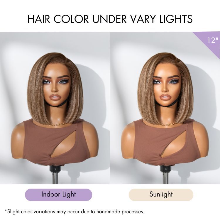 Luvme All-Day Comfort™ wig featuring a highlight blunt cut bob with glueless HD lace and pre-cut lace for easy wear.