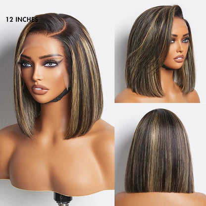 Luvme Hair PreMax Wigs ombre blonde silky straight lace bob wig with ear-to-ear lace, 100% human hair, glueless, pre-cut lace.