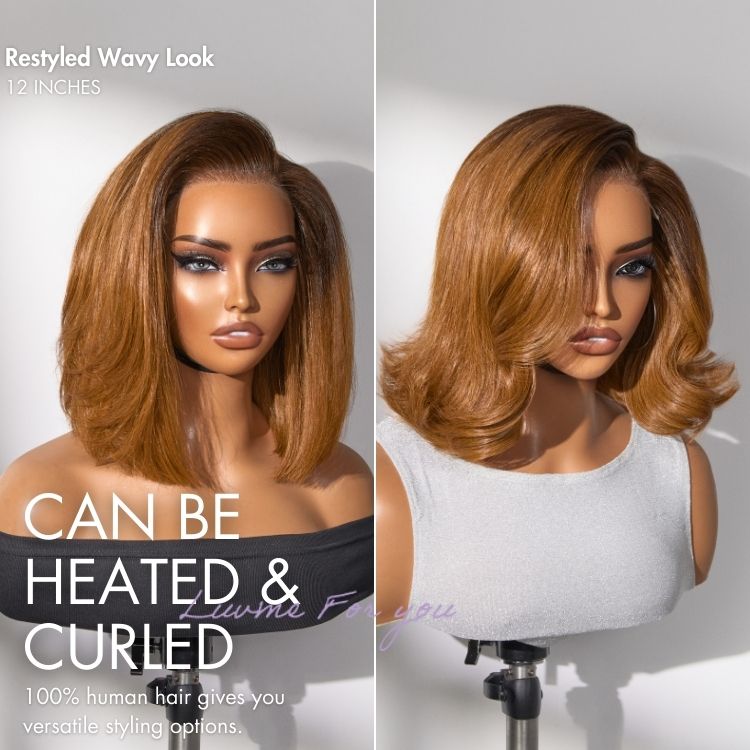 Luvme All-Day Comfort™ ombre ginger blunt cut bob wig with glueless HD lace and pre-cut lace for a natural, minimalist look.