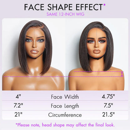 Put On & Go Blunt Cut Straight Bob Minimalist HD Lace Glueless C Part Wig-14