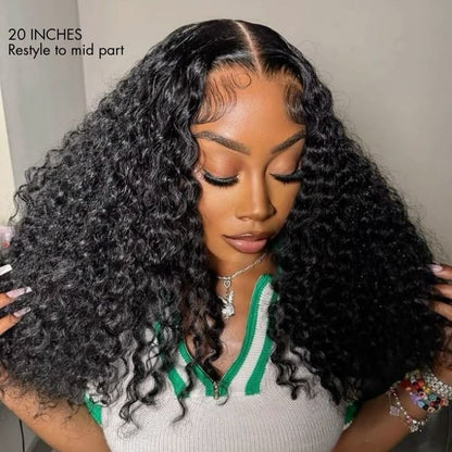 Luvme water wave glueless 5x5 lace closure pre-cut wig with wet and wavy human hair, showcasing the natural textured style.
