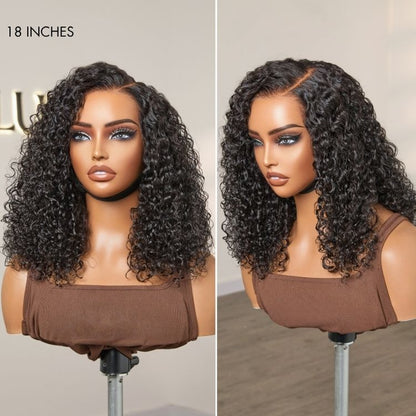 Luvme Hair curly lace front wig with 180% density, face-framing style, glueless ear-to-ear lace, human hair, pre-cut design