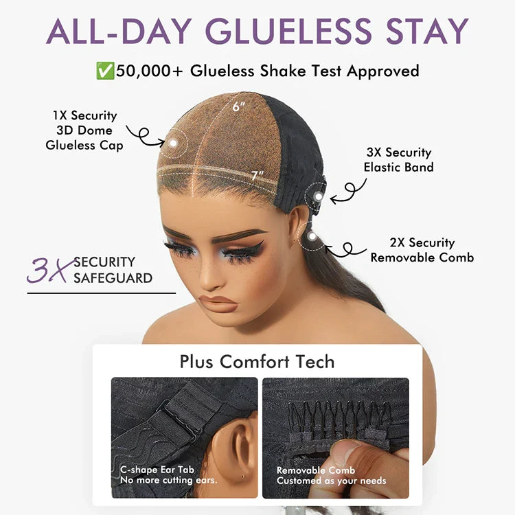 Luvme All-Day Comfort™ platinum blonde wig with loose body waves, HD lace closure, pre-cut lace, 180% density, glueless fit