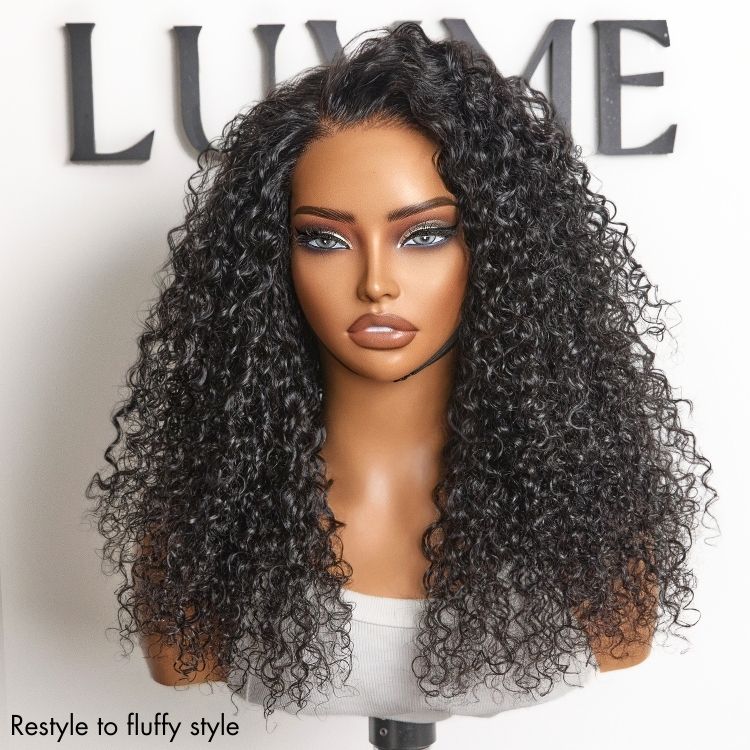 Luvme Water Wave Glueless 5x5 Closure Pre-Cut Lace Wet and Wavy Human Hair Wig displayed on a mannequin head.