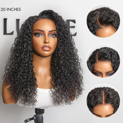 Luvme Water Wave Glueless 5x5 lace closure human hair wig with pre-cut lace, wet and wavy style on a mannequin head