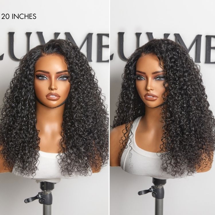 Luvme water wave glueless 5x5 lace closure wig with pre-cut wet and wavy human hair for natural styling.