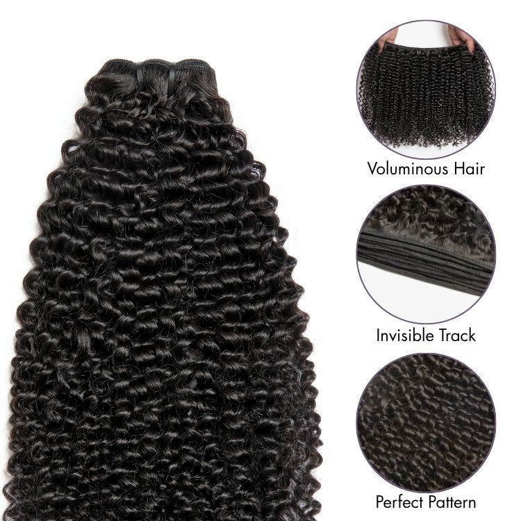 Luvme Hair Too Easy Texture kinky curly 100% virgin human hair bundle, natural style with tight curls, available in 1 or 3-piece bundles.