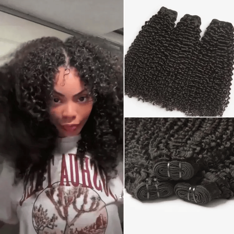 Luvme Hair Too Easy Texture kinky curly 100% virgin human hair bundles, natural curl pattern, available in 1 or 3 piece sets