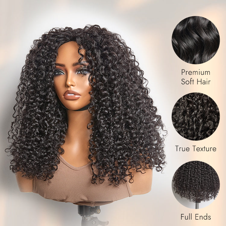 Luvme Hair Too Easy Texture Burmese Curly Half Wig with 180% density, messy curls, glueless drawstring design, beginner friendly