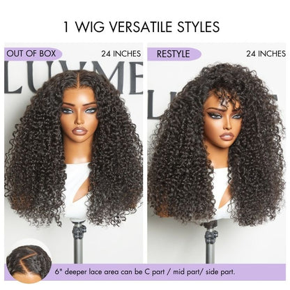 Luvme All-Day Comfort™ Burmese curly human hair wig with 180% density, bouncy messy curls, 7x6 HD lace closure, pre-cut lace