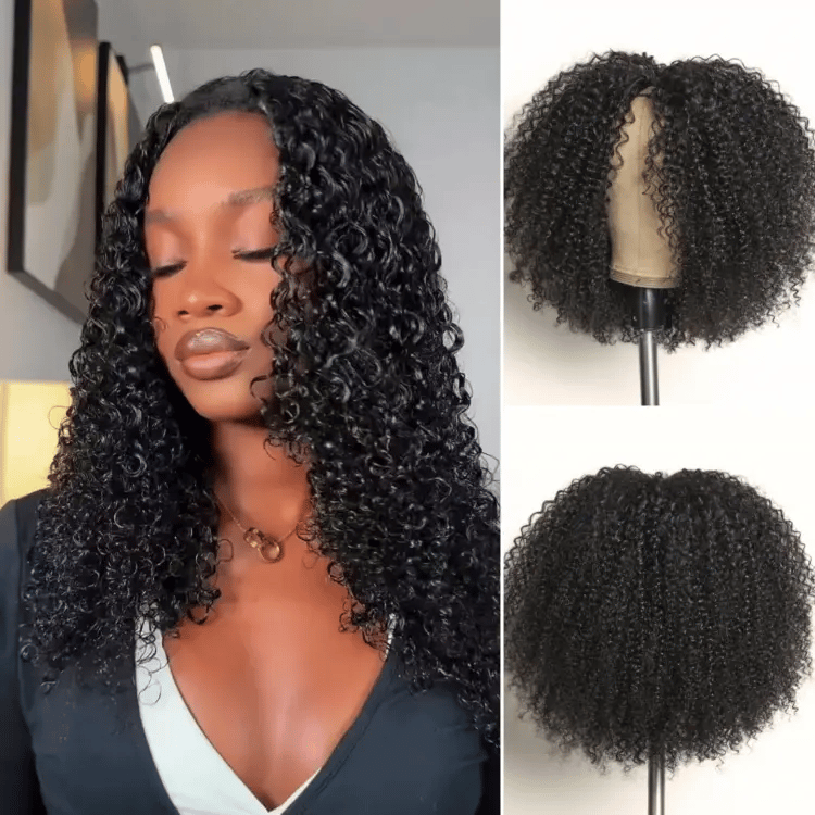 Luvme Too Easy Texture™ wig with 180% density, kinky curly and Yaki straight styles, glueless V part flexi-fit drawstring hairstyle