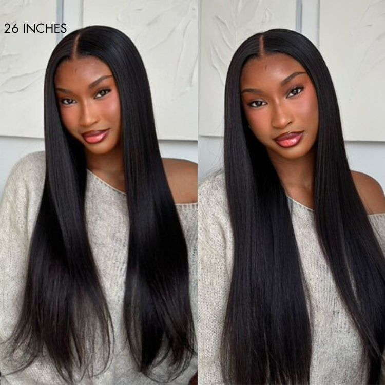Luvme Hair PreMax HD lace 13x4 frontal wig with natural hairline, silky straight human hair, glueless and pre-cut lace.