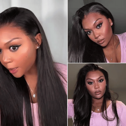 Luvme Hair PreMax HD lace 13x4 frontal wig with silky straight human hair and natural hairline, glueless, pre-cut lace.