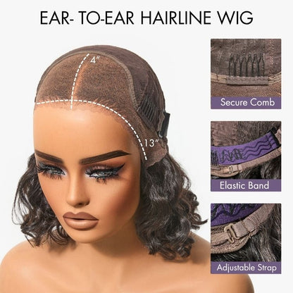 Luvme Hair lightweight beach wave short lace front wig with pre-cut lace, voluminous 13x4 lace front for summer wear