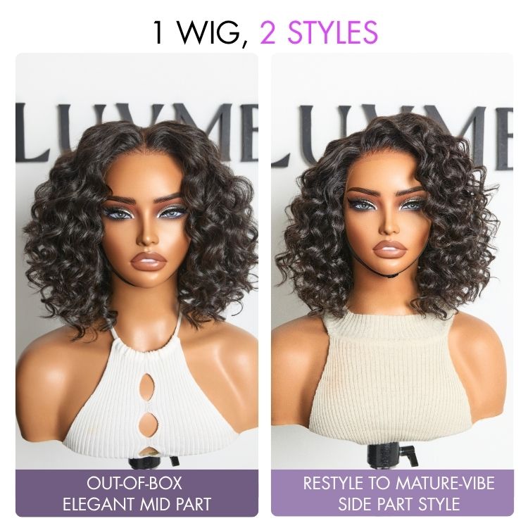 Luvme Hair lightweight beach wave short lace front wig with pre-cut 13x4 lace, perfect for summer, voluminous and glueless.