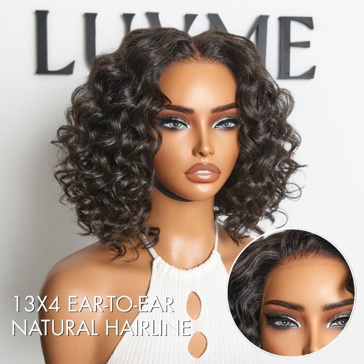 Luvme Hair lightweight beach wave lace front short wig with pre-cut lace, voluminous and perfect for summer, 13x4 lace front style.