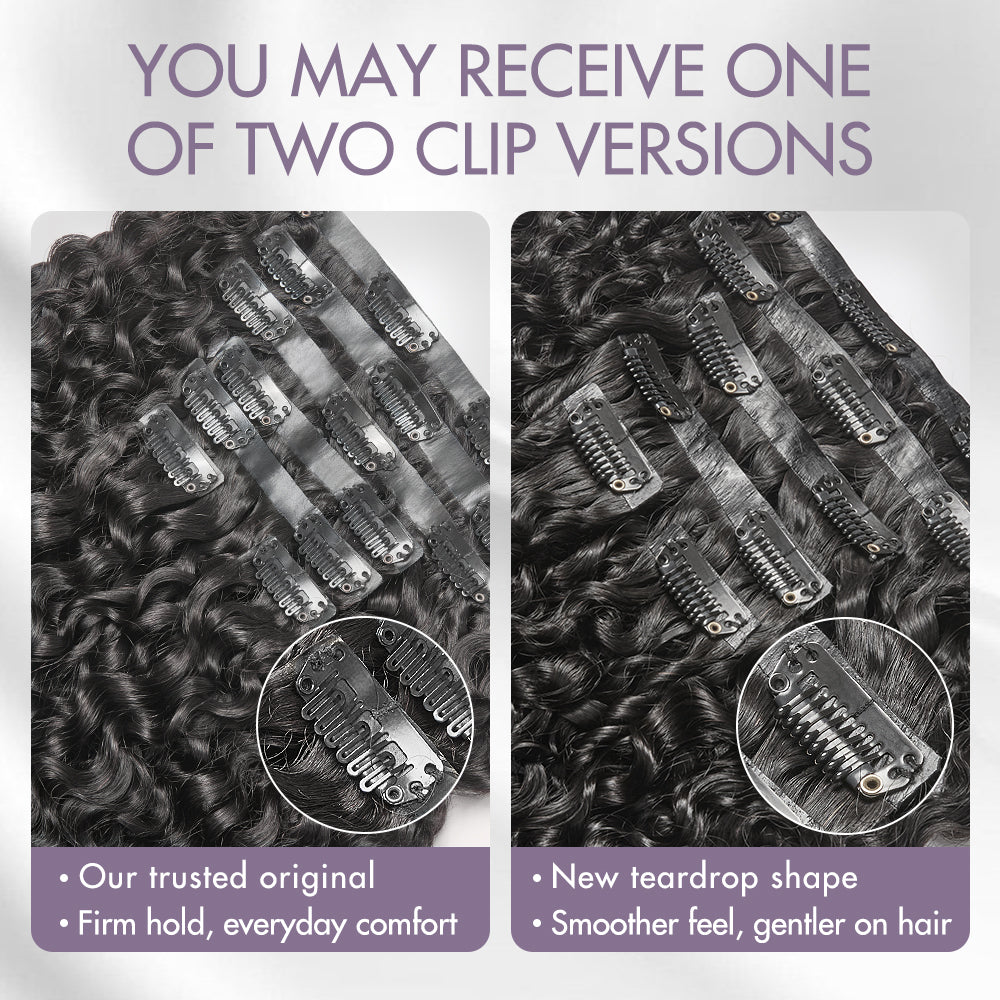 Luvme Hair seamless brown highlights kinky curly clip-in hair extensions, 7 or 9 pieces, with a free gift included.