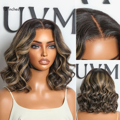 Luvme All-Day Comfort™ blonde highlight loose wave T Part wig with glueless HD lace and pre-cut lace for natural style.