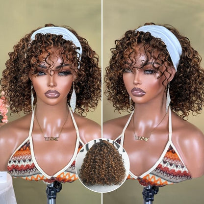 Luvme All-Day Comfort™ deep wave curly wig with brown highlights, glueless HD lace, pre-cut lace, and minimalist style.