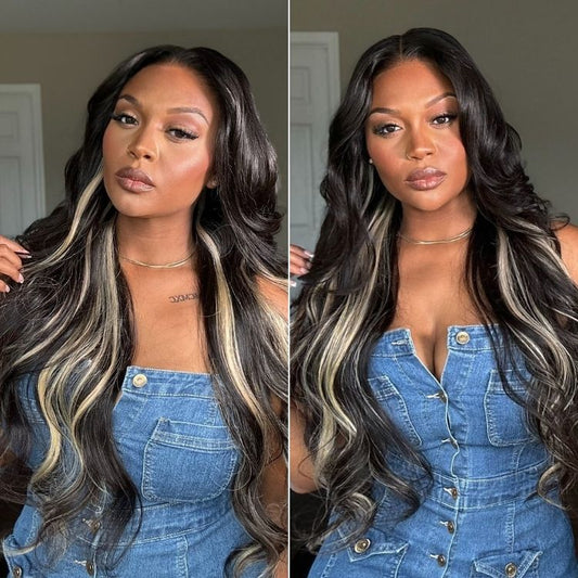 Luvme All-Day Comfort™ platinum blonde lace wig with loose body wave, 180% density, 7x6 closure, glueless HD lace, pre-cut.