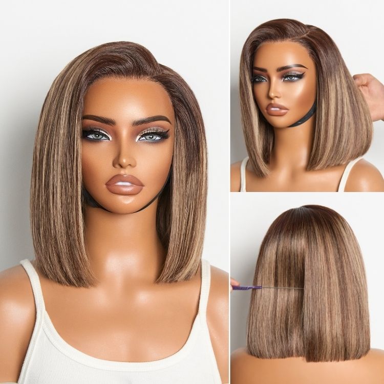 Luvme All-Day Comfort™ Wig Blunt Cut Bob Glueless Minimalist HD Lace Short Human Hair Wig Pre-Cut Lace-50