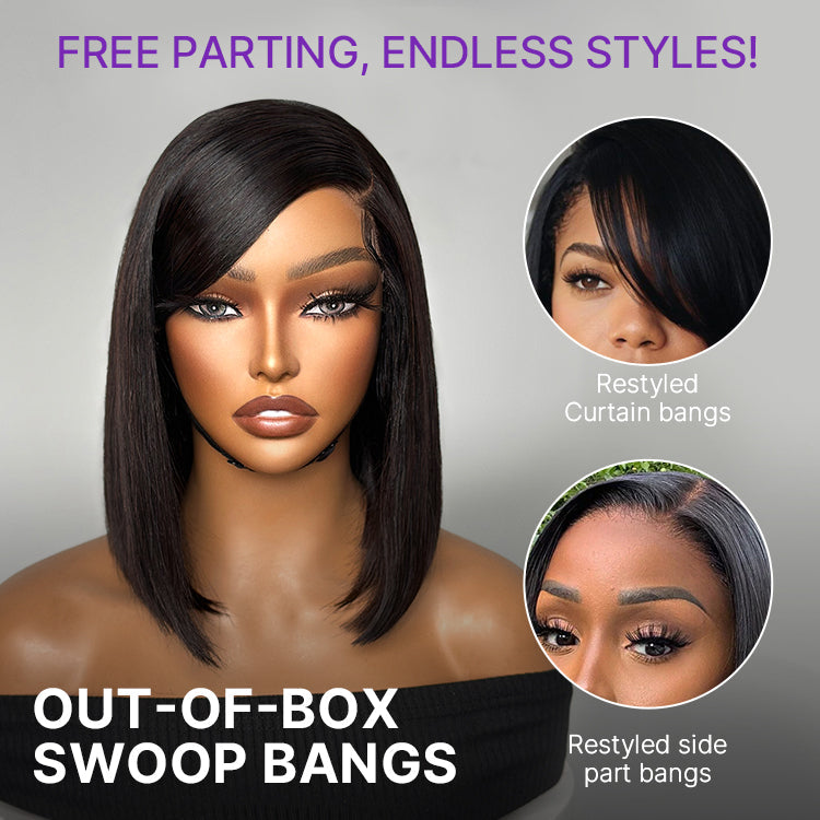 Luvme Hair 5x5 closure wig with breathable cap, deep left C part, silky straight, glueless lace bob style, natural hairline
