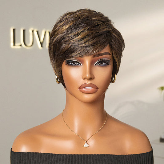 Mature Boss Glueless Throw On & Go Short Pixie Cut Wig with Bangs Breathable Cap - US Only-01