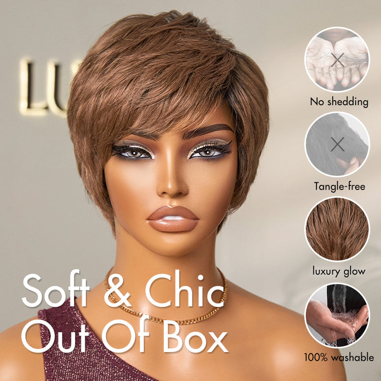 Mature Boss Glueless Throw On & Go Short Pixie Cut Wig with Bangs Breathable Cap - US Only-07