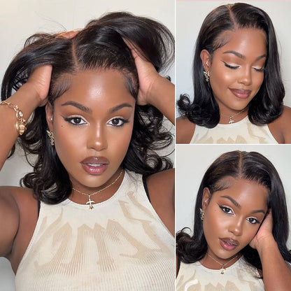 Luvme Hair retro 90s flip ends bob cut wig with glueless 13x4 frontal lace, human hair, styled for a vintage look