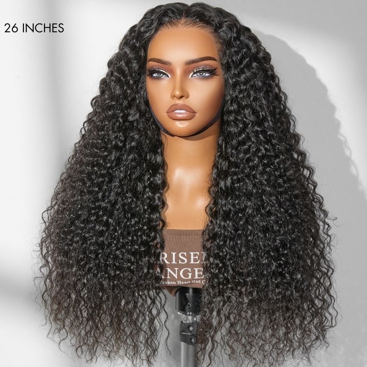 Luvme Hair PreMax 250% density water wave glueless lace frontal wig with curly, high-density, pre-cut lace and drawstring fit.