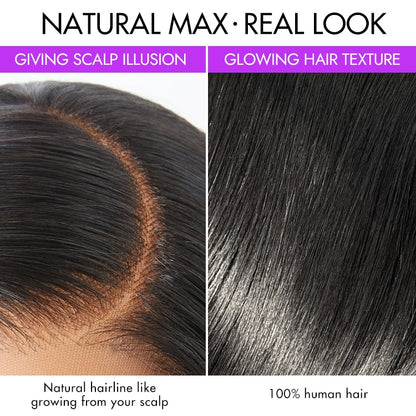 Luvme Hair PreMax Blonde Mix Black 5x5 HD lace closure wig with loose waves, available in large and small cap sizes.