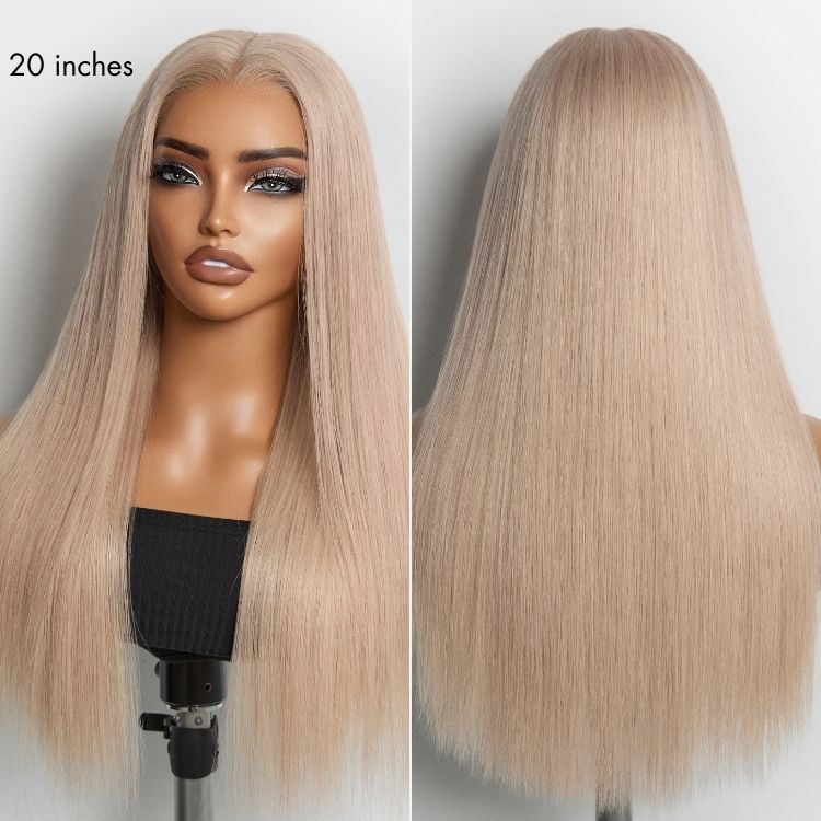 Luvme Hair NatureMAX™ ash blonde 13x4 HD lace front wig with straight silkier texture, pre-cut lace, and flexible drawstring cap