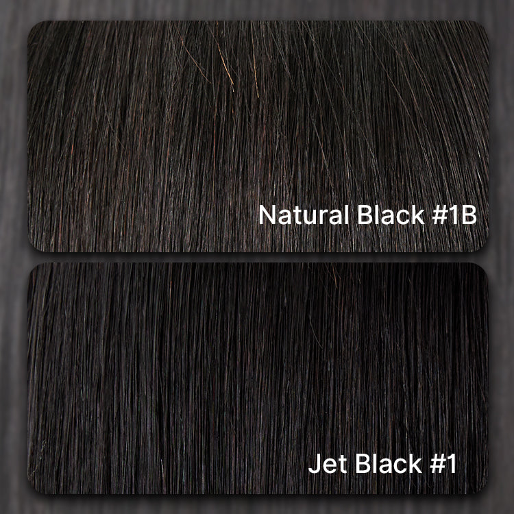 Luvme Hair PreMax Wigs jet black middle part silky straight 5x5 closure lace wig with pre-cut lace, glueless style.
