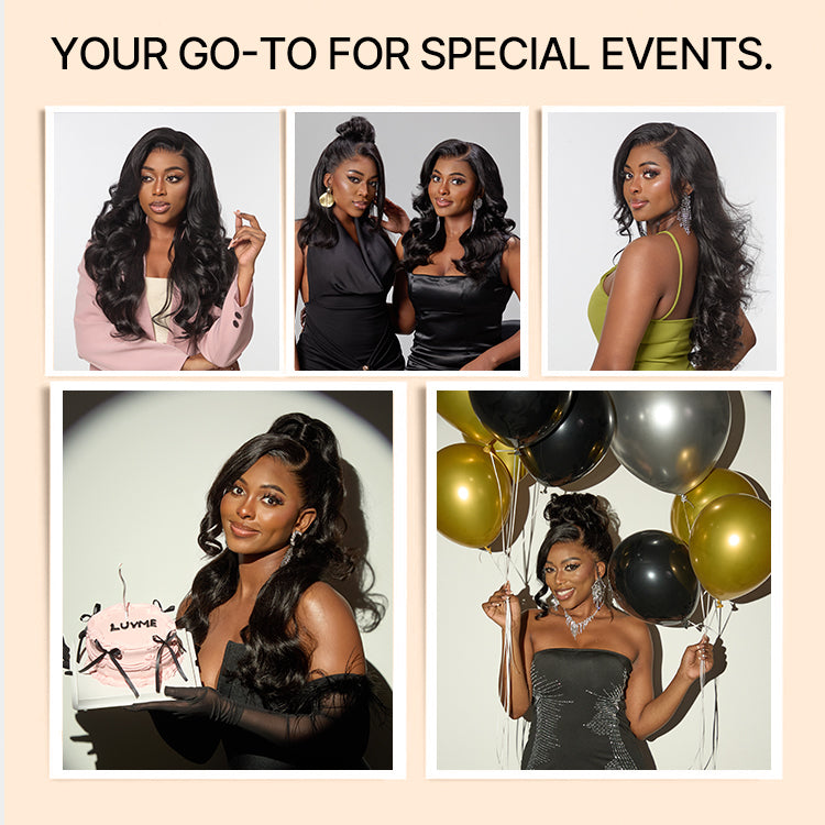 Luvme Hair NatureMAX 250% density loose wave HD lace front wig with pre-cut lace, ear-to-ear coverage, and flexible drawstring cap.