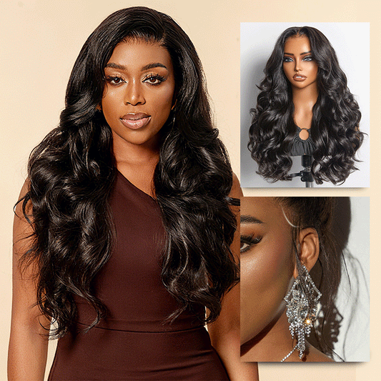 Luvme Hair NatureMAX 250% Density Loose Wave HD Lace Front Wig with pre-cut lace, ear-to-ear cap, and flexible drawstring fit.