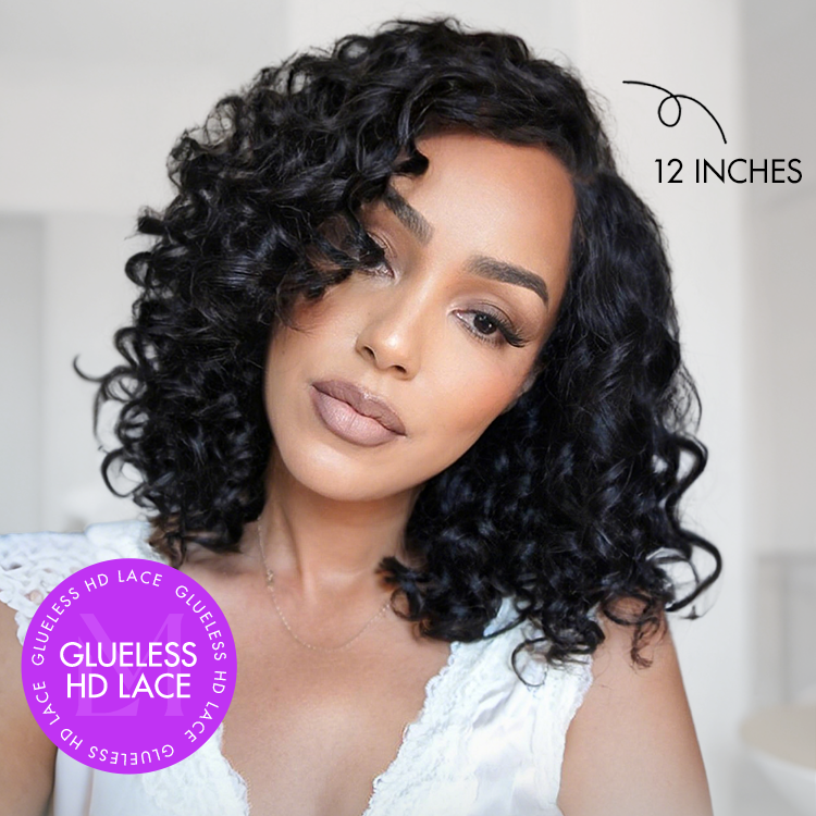 Luvme Hair minimalist lace wig with bouncy curls, left C part, glueless design, pre-cut HD lace for natural look