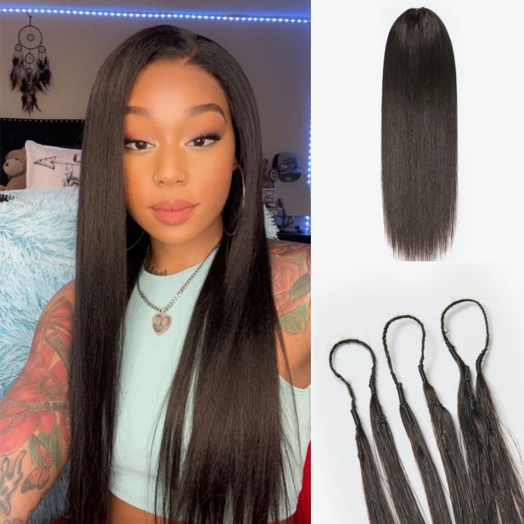Luvme Hair Readitress™ pre-separated feather crochet human hair for miracle knots and boho braids in silky straight style.