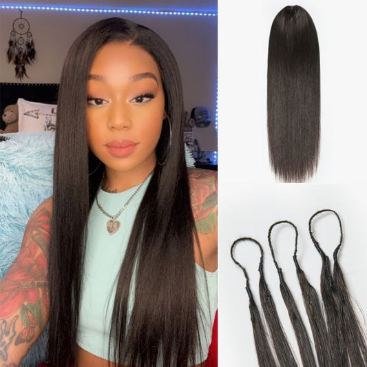 Luvme Hair Readitress™ pre-separated feather crochet human hair for miracle knots and boho braids in silky straight style.