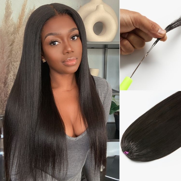 Luvme Hair Readitress™ pre-separated feather crochet human hair in silky straight style for boho braids and protective hairstyles.