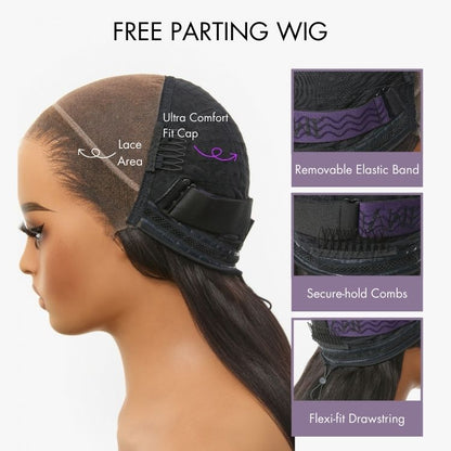 Luvme Hair Readitress™ side braided Yaki body wave HD lace wig with 13x6 frontal, glueless, ear-to-ear, human hair, flexible drawstring cap