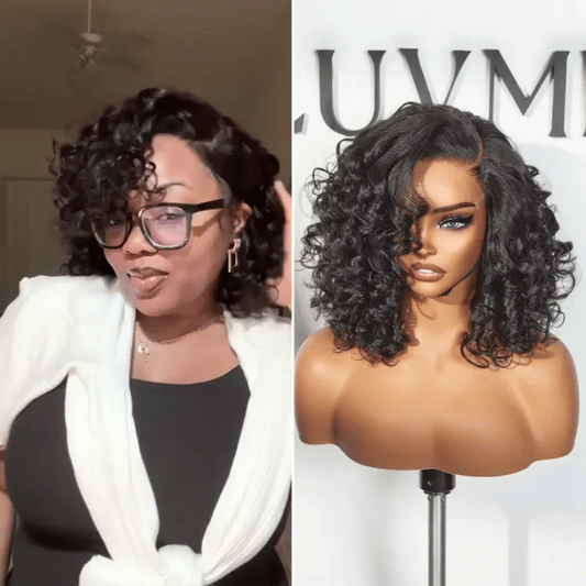 Luvme Minimalist Lace Wig with bouncy curls, left C-part, HD lace, pre-cut, glueless design, natural hair appearance