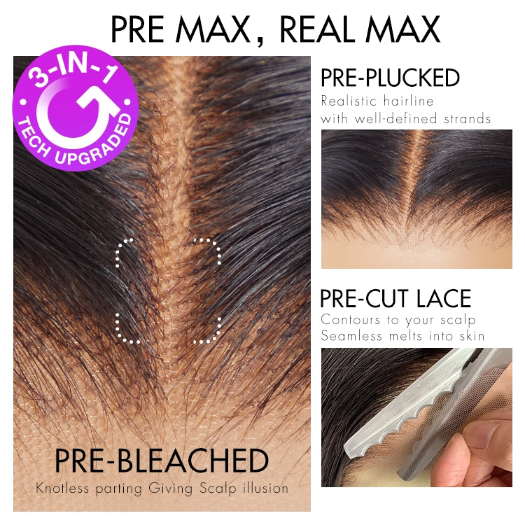 Luvme Hair PreMax 2.0 Wigs, 13x6 HD lace frontal wig with loose body wave, ear-to-ear, glueless, natural C part style.