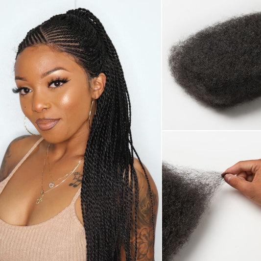 Readitress™ Afro Kinky Bulk Human Hair by Luvme Hair for dreadlocks, twists, braids, and loc repair. Natural black texture.