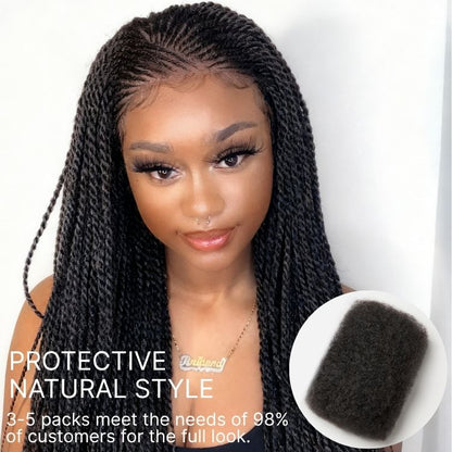 Luvme Hair Readitress Afro Kinky Bulk Human Hair for dreadlocks, twists, and braids, showing textured kinky afro hair.