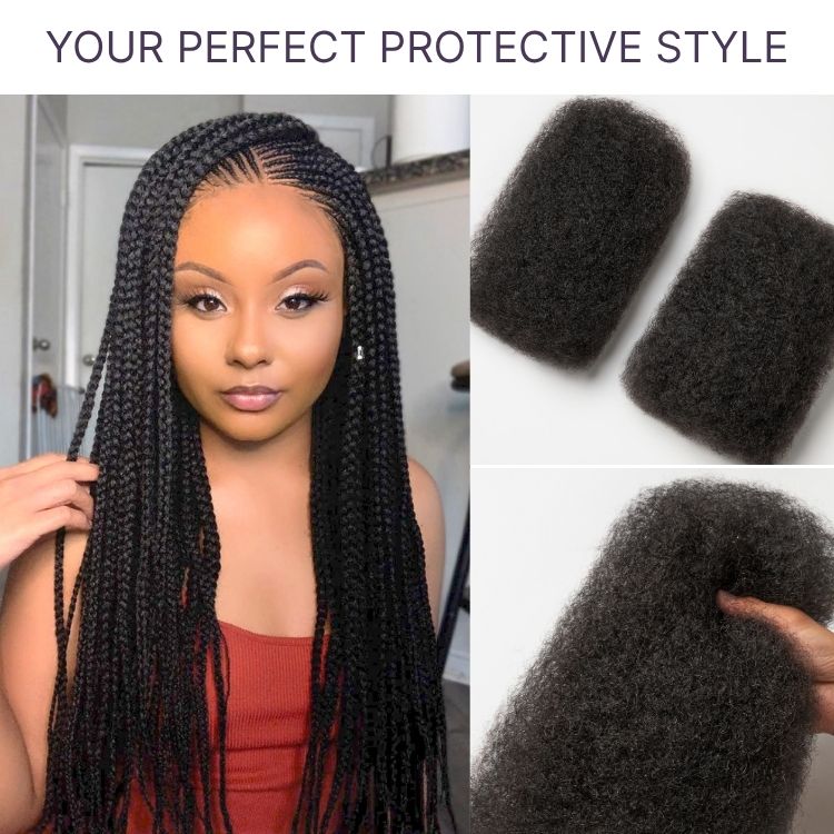 Luvme Hair Readitress Afro Kinky Bulk Human Hair for dreadlocks, twists, braids, natural black texture, shown in loose strands