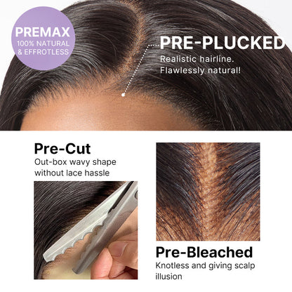 Luvme All-Day Comfort™ brown highlight deep wave curly wig with pre-cut lace and HD lace for a natural, minimalist look.