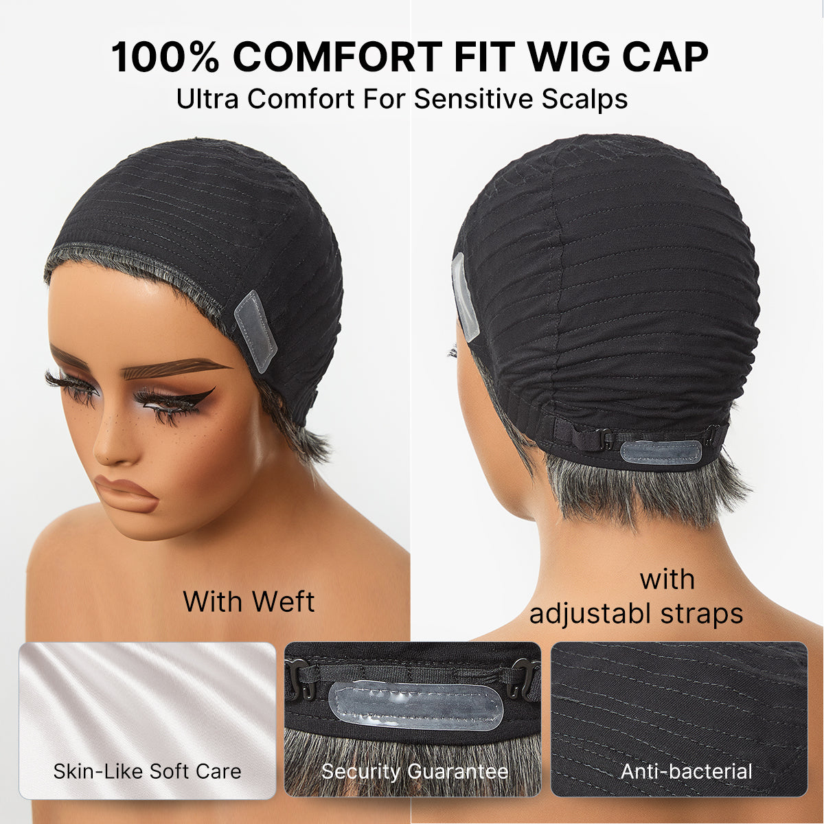 Luvme Hair short pixie cut wig with bangs, 100% human hair, glueless, soft, skin-like comfort, ideal for hair loss solutions