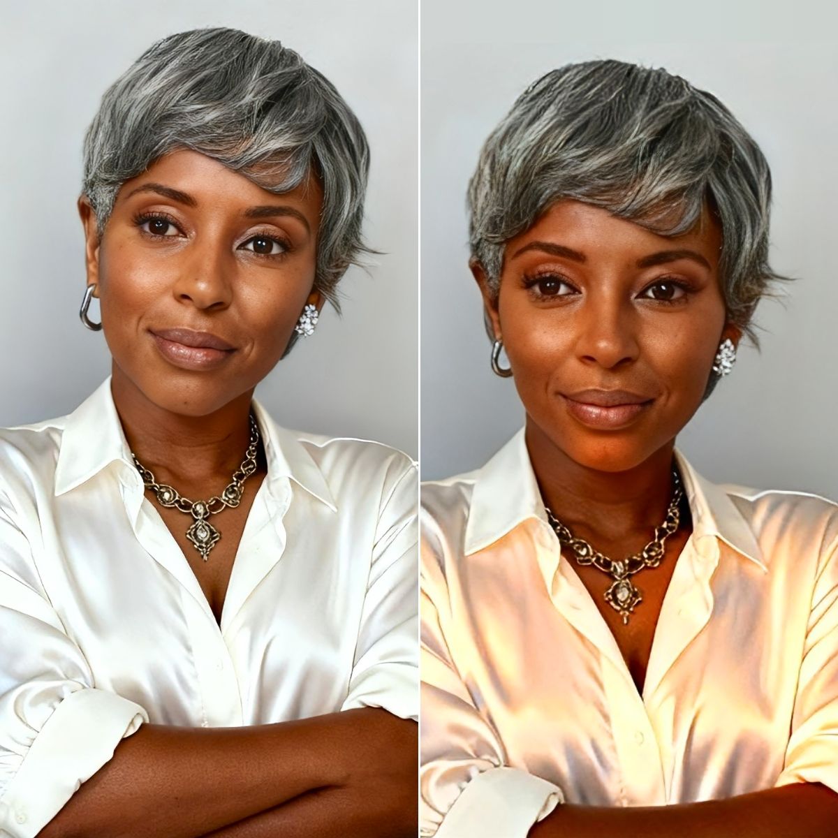 Luvme Hair short pixie cut glueless wig with bangs, soft human hair, skin-like comfort, ideal for hair loss, natural look