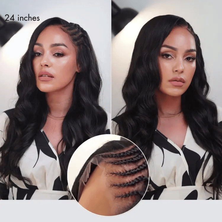 Luvme Hair Readitress™ side braided Yaki body wave HD lace wig with 13x6 frontal, glueless ear-to-ear, flexi-fit drawstring cap