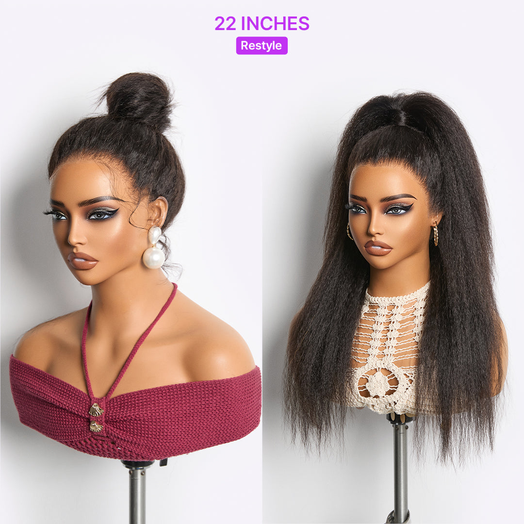 Luvme Hair MyOwn-Fit™ 360 HD Lace Kinky Straight Wig with flexi-fit invisibility drawstring cap and pre-cut lace.